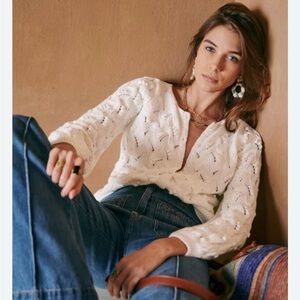 Sézane White Knit Sweater